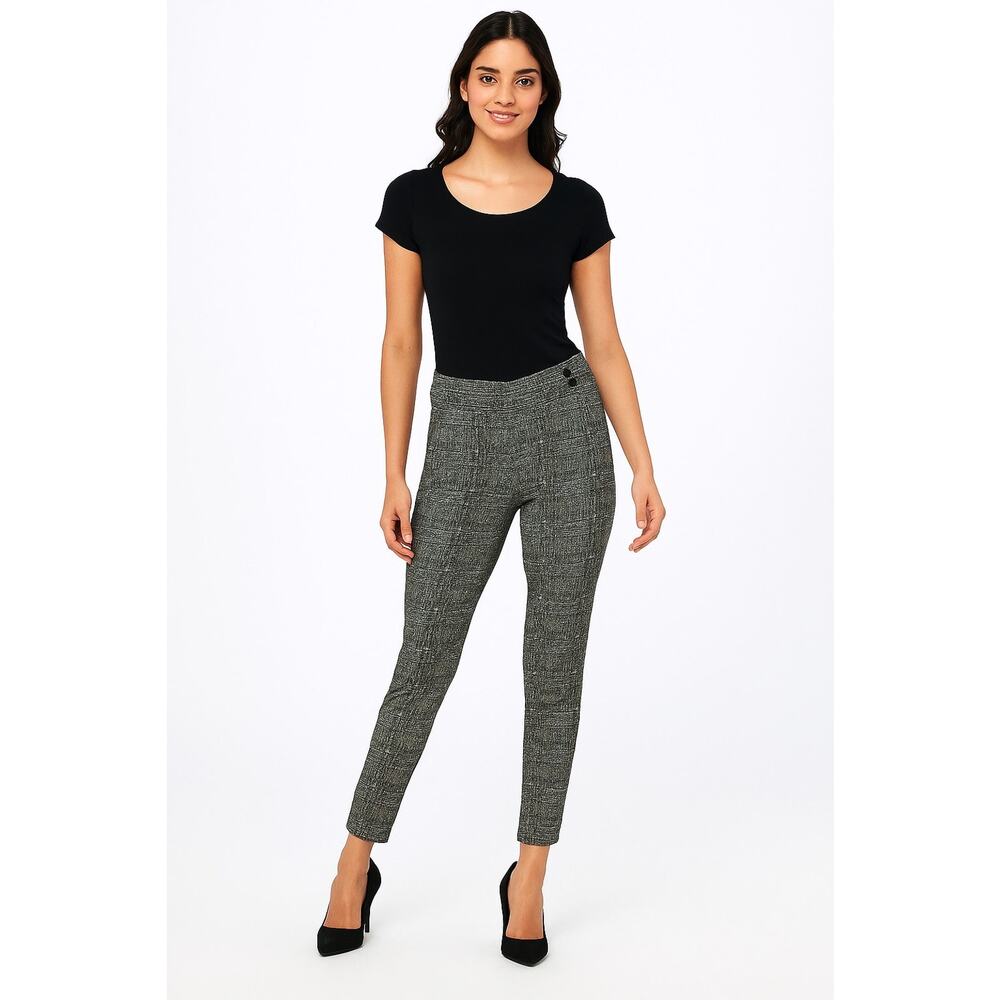 Women’s Dress Pants Contempo Skinny Pull On Black/White Abstract Size Small